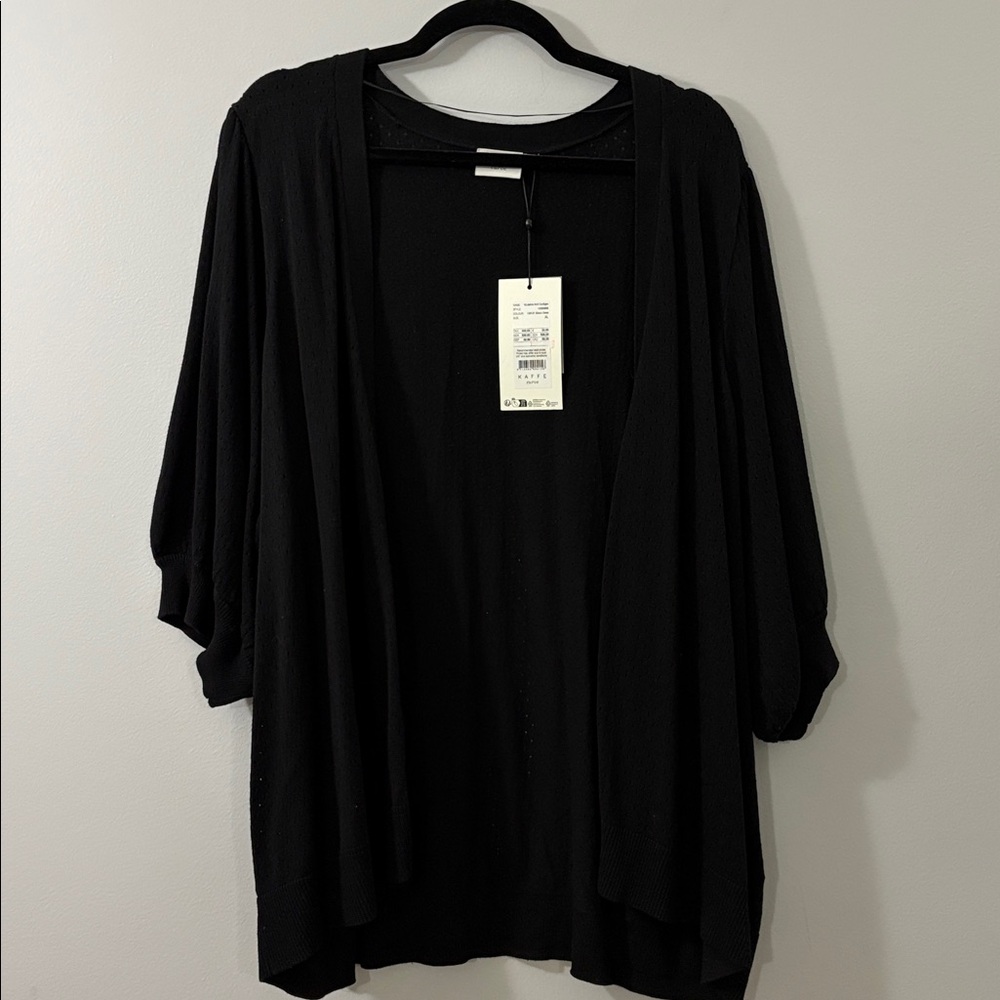 KAFFE CURVE Flowy Black Open Front Cardigan NWT size 24/26